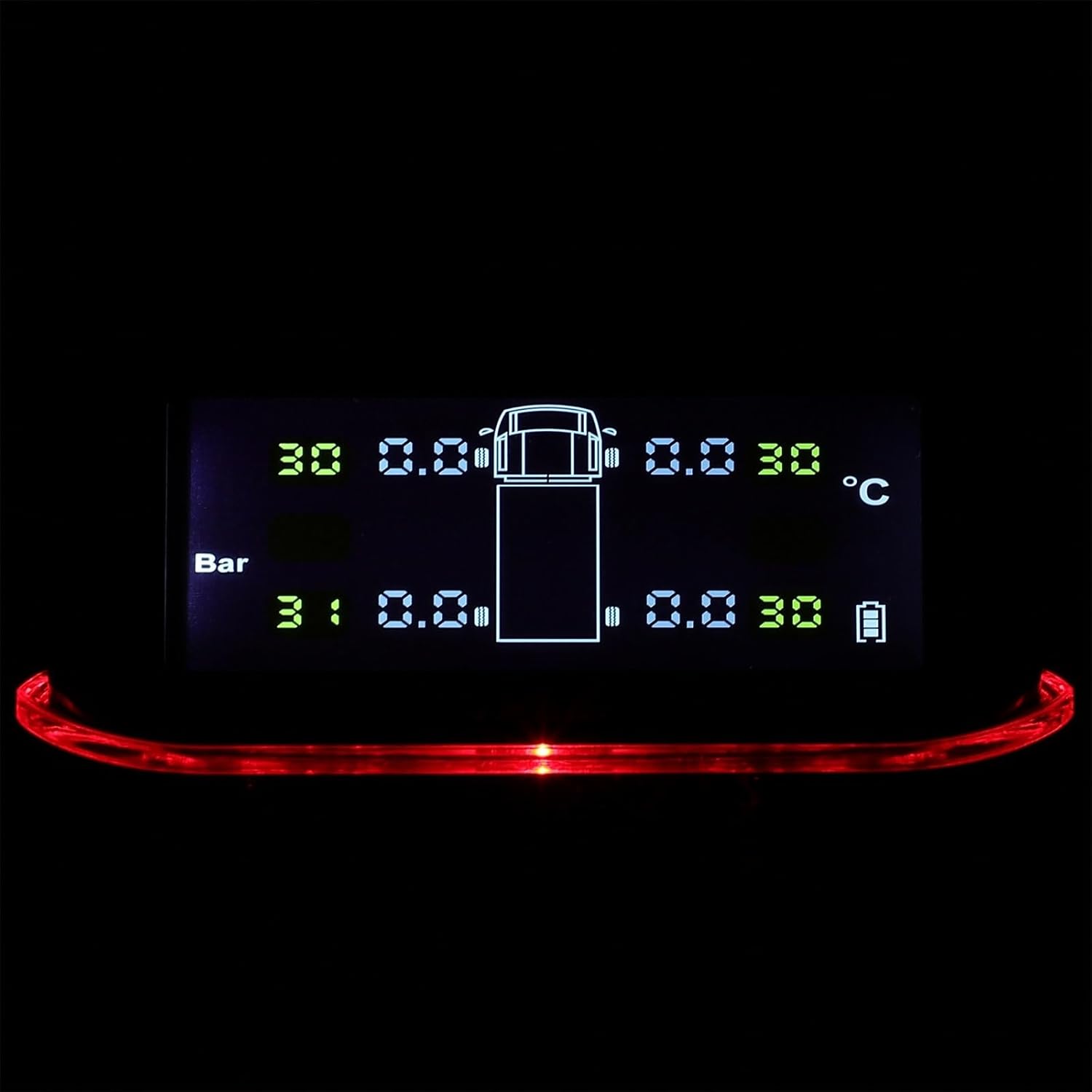 cciyu Tire Pressure Monitoring System, Tire Pressure Monitor System with 4 Sensors & 5 Alarm Modes, TPMS with Color LCD Display & Solar Charge, 0-198PSI (Green)