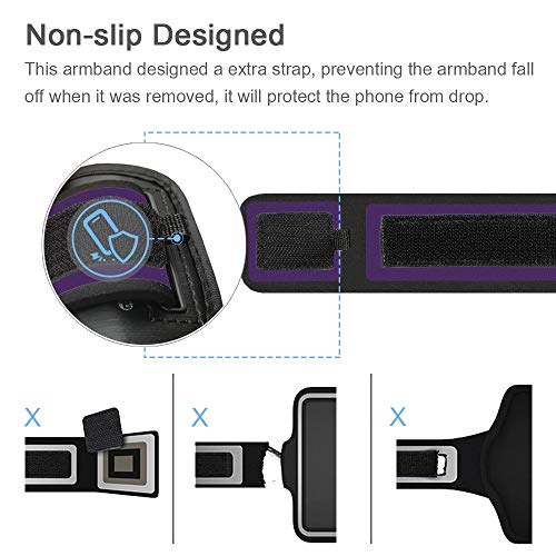 Brassard étanche pour iPhone 12 violet avec porte-clé intégré - 4