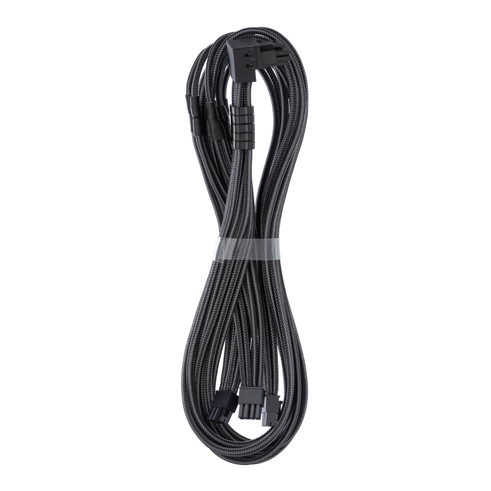 CableMod C-Series Pro ModMesh Sleeved 12V-2x6 12VHPWR 90° StealthSense PCIe Cable for Corsair Type 5 RMX Shift - Variant B (Carbon, 90° 16-pin to Triple 8-pin, 65cm)