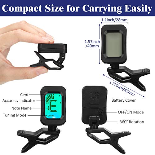 8 Packs Guitar Tuner Clip On Guitar Tuner For All Instruments Electric Guitar Tuner With Large Clear Lcd Display For Ukulele, Guitar, Bass, Mandolin, Violin, Banjo, Chromatic Tuner #TOP1