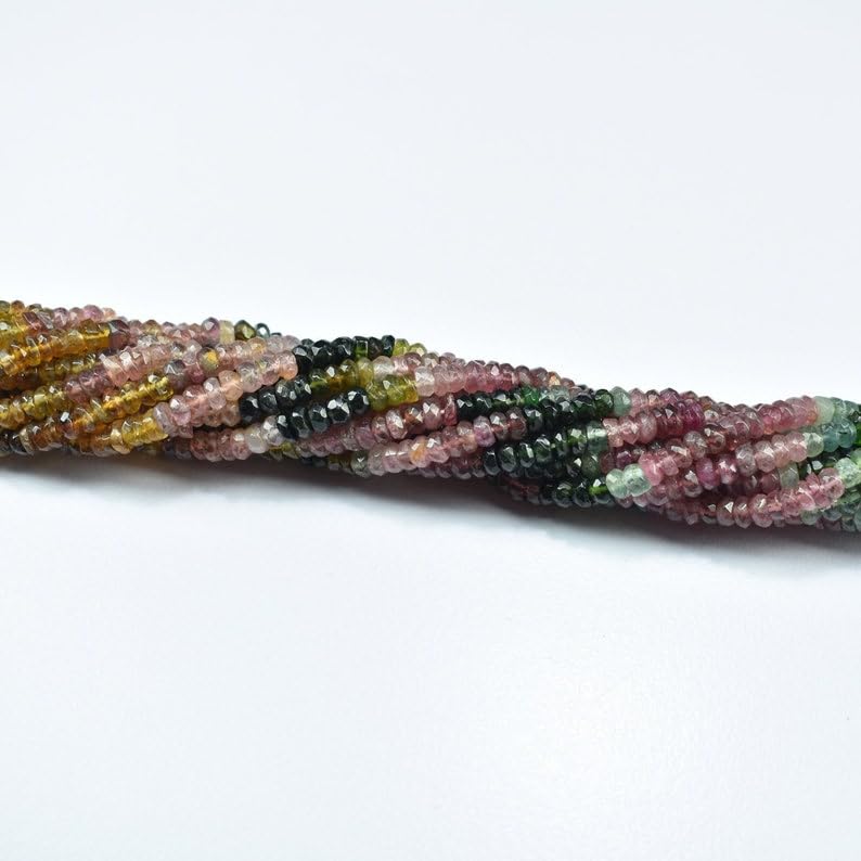 Perles rondes multi-tourmaline naturelle 4mm fabrication bijoux collier bracelet