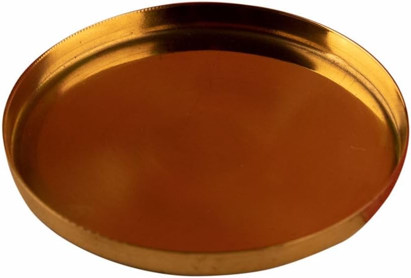 P-TAL Brass Thali 11" Serving Tableware 100% Pure Brass Plate Dinner Thali Ptal Brass Dinnerware for Your Kitchen Set of 1