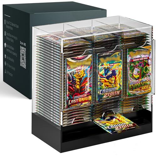 Dinavio Crafthouse 3-Slot Booster Pack Dispenser with Black Base - Fits 120 Booster Packs for Dispensing - Compatible with TCG Trading Card Boosters and Sports Card Boosters - 4mm Acrylic Stackable