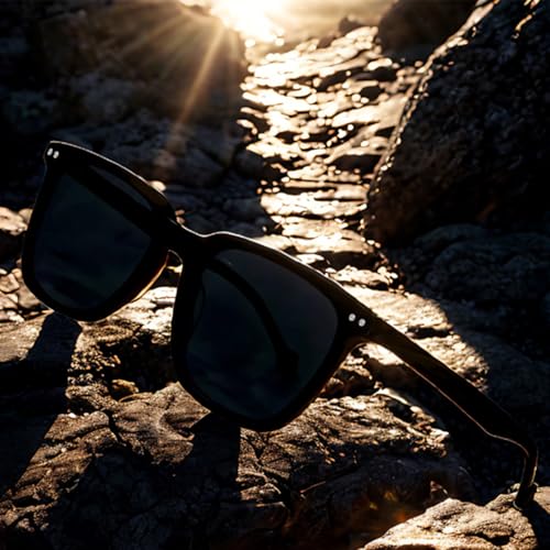 FreeFineTech Polarized Sunglasses UV400 Protection Acetate Frame Metal Vintage Retro Square Sunglasses for Men and Women4