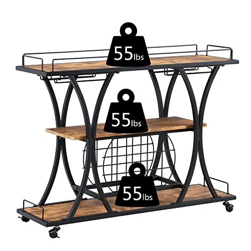 mikibama-Industrial-Serving-Bar-CartRustic-Metal-Wooden-Mini-Bar-Carts-for-The-HomeSmall-Farmhouse-Mobile-Home-Bar-Cart-with-Wine-Rack-Storage-for-LiquorDrinkCoffee mikibama Industrial Serving Bar CartRustic Metal Wooden Mini Bar Carts for The HomeSmall Farmhouse Mobile Home Bar Cart with Wine Rack Storage for LiquorDrinkCoffee