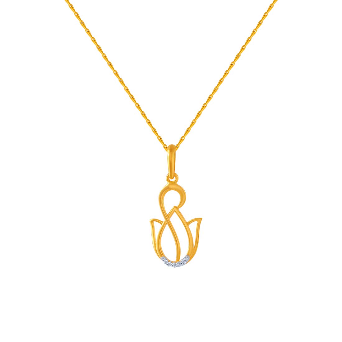 p.c. chandra jewellers 14k (585) Yellow Gold and American Diamond Pendant for Women-picture-38