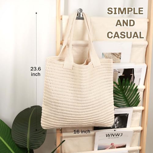 Image of hatisan Crochet Bag for Women, Handmade Knit Beach Tote Bag Summer