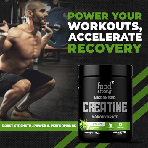 Image of Foodstrong Micronised Creatine Monohydrate Powder | 3g Creatine Per Serving | Kiwi Kick Flavour | Supports Muscle Strength & Performance - 316g (83 Servings)