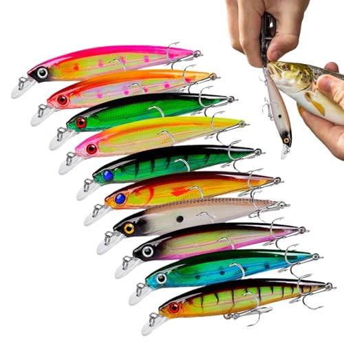 Cebos Nadadores para De - Señuelos De para Agua Dulce 10 Unidades | Cabezas de Jig Preensamblados con Branquias y Ojos 3D Realistas para Cebos Nadadores en Agua Dulce y Salada para