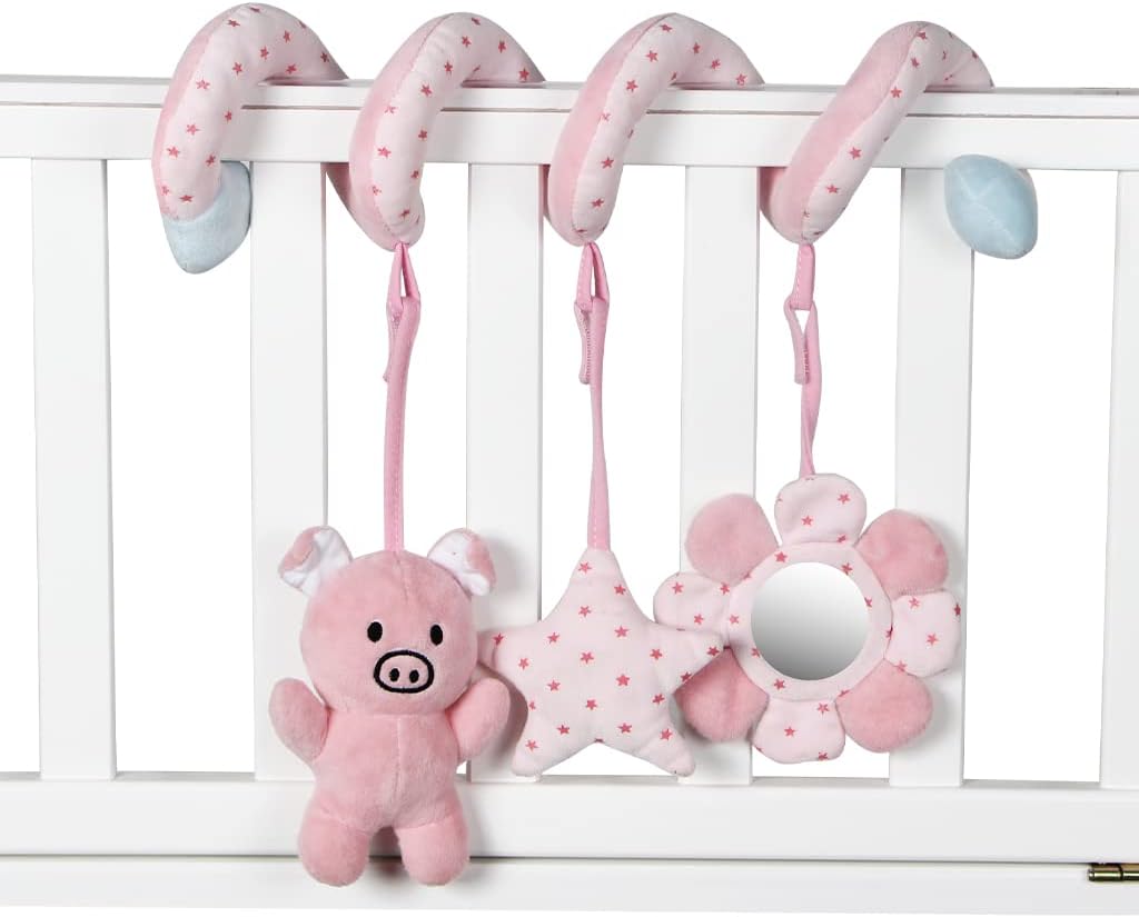 vocheer Hanging Toys for Car Seat Crib Mobile, Infant Baby Spiral Plush Toys for Crib Bed Stroller Car Seat Bar, Pink Pig : Toys & Games