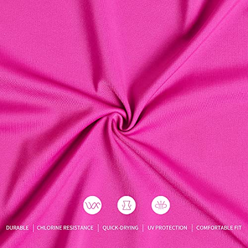 Bellecarrie Women's Retro One Piece Swimsuits High Cut Low Back Bathing Suit 80S/90S Swimwear, Hot Pink, S #TOP4