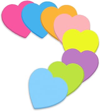 Cute Sticky Notes, 12 Pack Kawaii Animals Shape Markers Flags Fun Sticky Notes Cute Notepads Sticky Note Pads for Office Home Students Roommates Tab Gifts Colorful Heart