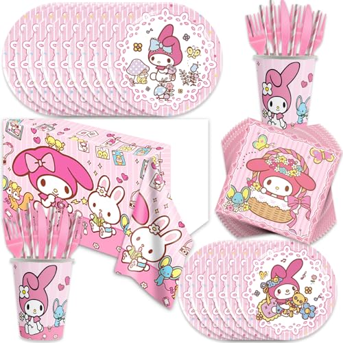 141Pcs Melody Parties Party Tableware Party Disposable Dinnerware Plates Cups Napkins for Melod Party Decoration Supplies Serves 20