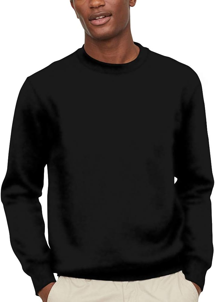 Amzbeauty Men's Sweatshirt Solid Crewneck Pullover, Size S-4XL