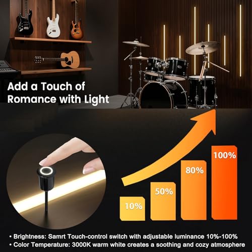 6-Lights LED Recessed Lighting Wall Panel Lights,Self-Adhesive Wood Slat Wall Panel Strip Light,4000K Touchable Switch Dimmable LED Aluminum Channel lamp,Under Cabinet Light(39in+31.5in+23.6in) by Superyofo - Used condition - Image 3