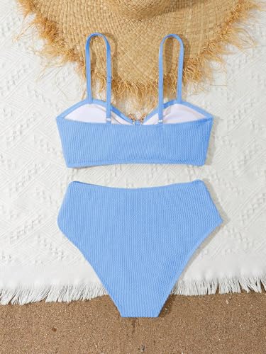 Image of RoseSeek Girl's 2 Piece Padded Bathing Suit Wireless Starfish Swimsuit Spaghetti Strap Vacation Beachwear Set