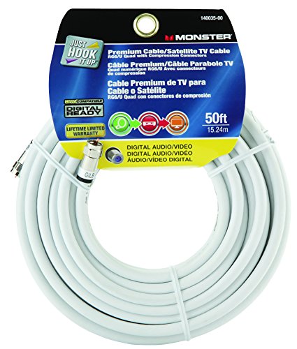 Monster Cable Video Coaxial Cable Digital 75 Ohm 50 ' Carded