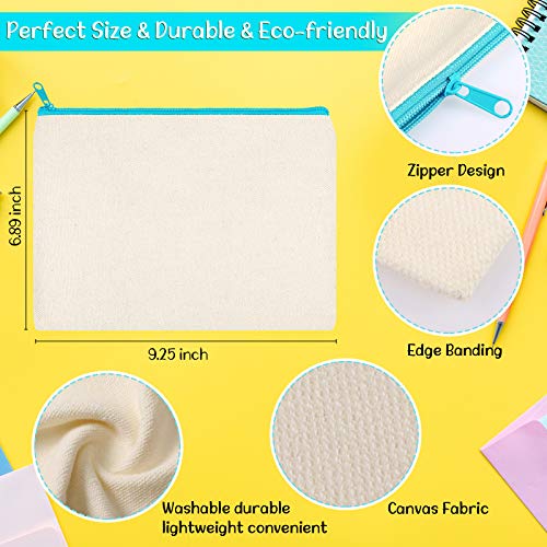 Shappy 40 Pcs Canvas Zipper Pouch Bags Pencil Pouch Bulk Canvas Makeup Bags Blank Pencil Case Cotton Cosmetic Case for Travel DIY Craft (9.25 x 6.89 Inches,L) by Shappy - Image 2