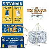 Torba kabinowa pod siedzenie Ryanair Airlines 40 x 20 x 25 cm, składana torba podróżna, torba sportowa, torba na ramię, bagaż podręczny, na noc, dla kobiet i mężczyzn, 20 l, Niebieski liść (z paskiem