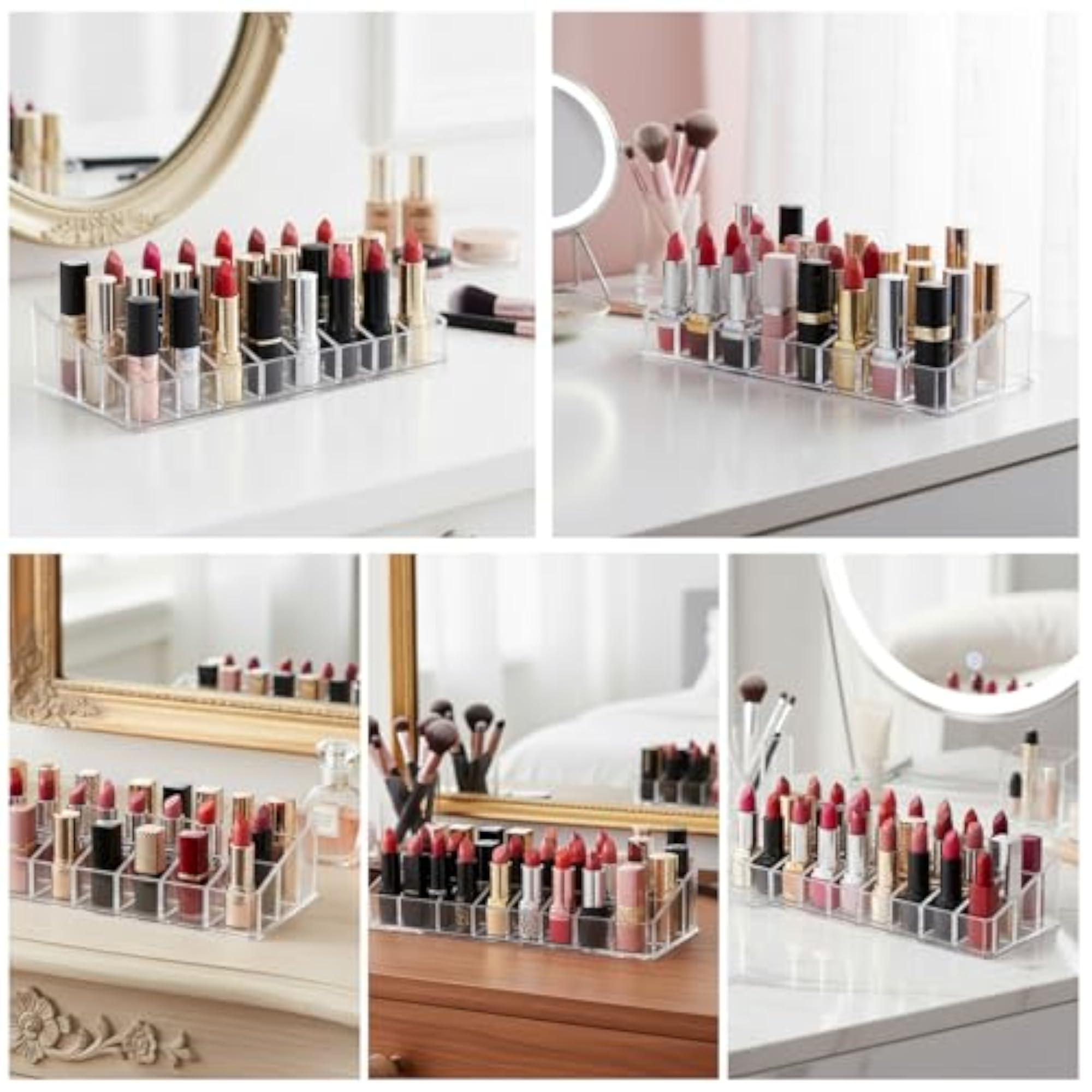 3-Pack Acrylic Lipstick Organizer, 72 Slot