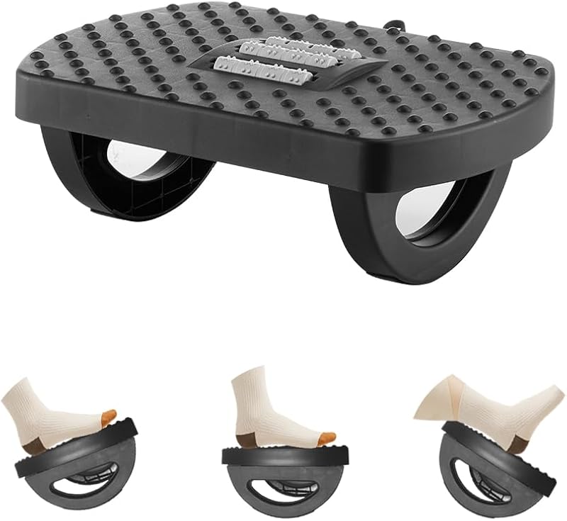 CasaZenith Under Desk Footrest, Foot Rest for Under Desk at Work | Ergonomic Foot Stool for Office Desk, Small Rocking Footrest with Massage Roller&Portable Handle 13" L x 9.2" W x 4.7" H