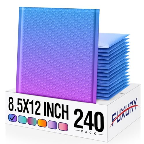 Image of Fuxury Bubble Mailers 8.5x12 inch 240 Pack Padded Envelopes Usable Size 8.5x11 inch | Thick Mailing Envelopes Bubble Opaque Padded Mailers Shipping Bags for Mailing Jewelry Makeup Small Business #2 BluePurple
