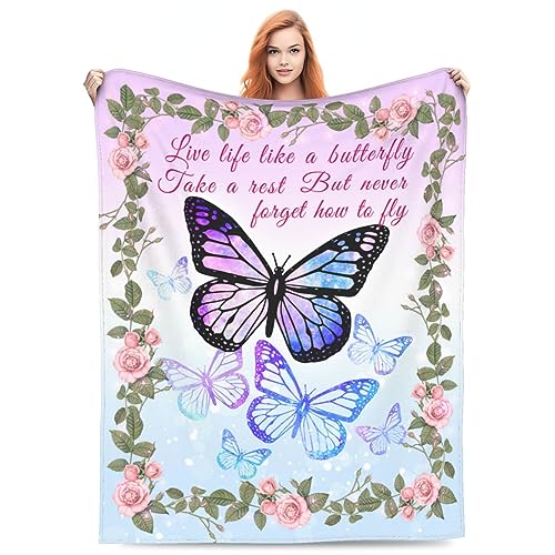 Docsckus Ultra-Soft Microfiber Throw Blanket 330 GSM Fuzzy Fleece Blanket for Adults Kids Gift Couch, Sofa, Bed Butterfly Floral 50"x40"