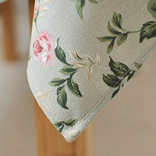 Nappe Fleur Roses en Coton Vert Moderne avec Motif Imprimé Durable