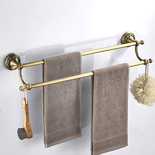 Leyden Brass Double Towel Bar,Adjustable Towel Rack Holder Antique Bathroom Accessories Wall Mount Vintage #TOP1