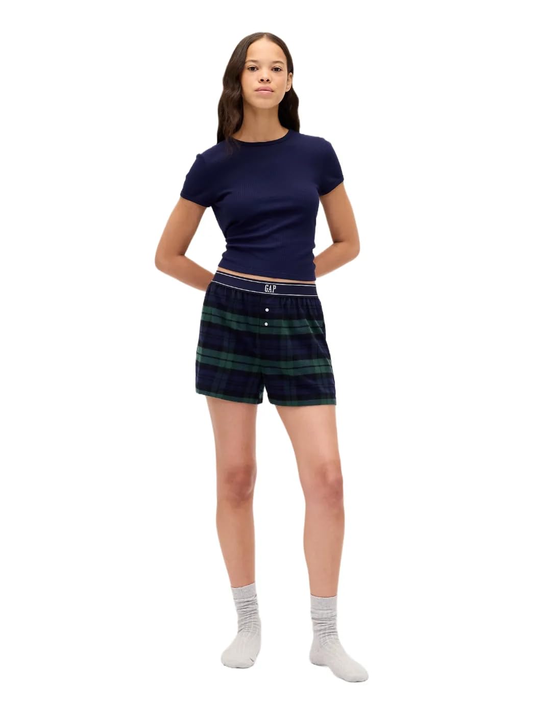 GAP womens Flannel Logo Boxer Short