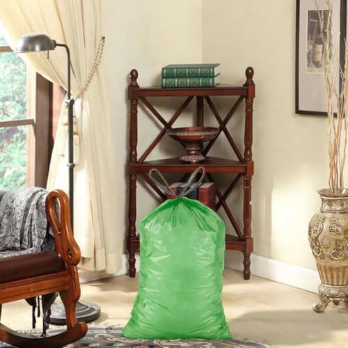 Image of 23 Gallon White Drawstring Heavy Duty 1.2 MIL THICK Trash Bags 50 Count Compatible with Rubbermaid Brute & Winco 23-33 Gallon Slim Jim Trash Bags Sturdy & Tear-Resistant White & Green
