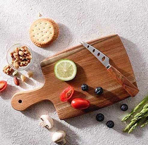 Mini Small Cheese Board and Knife Set, Charcuterie Platter & Serving Tray for Wine, Crackers, Brie and Meat for Home,Picnic,Restaurant, Cafe Use (Dimensions :19 x 15 x 1.5 cm) 3