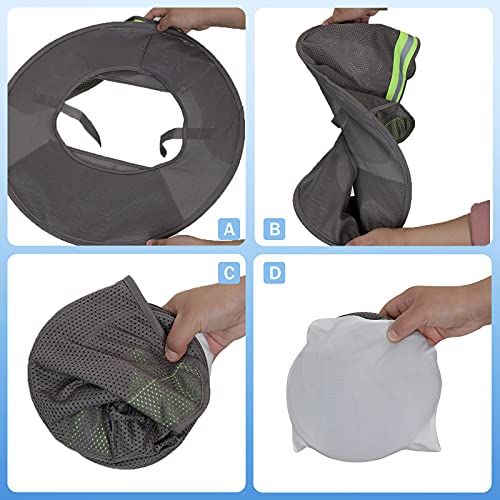 Lizmof Hard Hat Sun Shade, High Visibility Sun Visor Neck Shade With Reflective Strip, Hard Hat Accessories, Full Brim, Man& Woman (Hard Hat Not Included), Grey, 2 Pack #TOP3