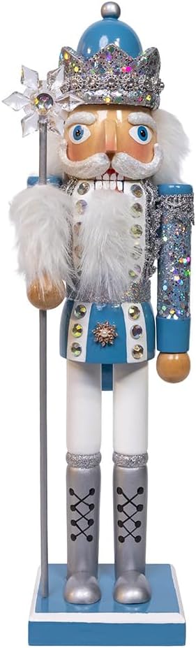 Kurt Adler Wooden 15" Blue & Platinum Nutcracker