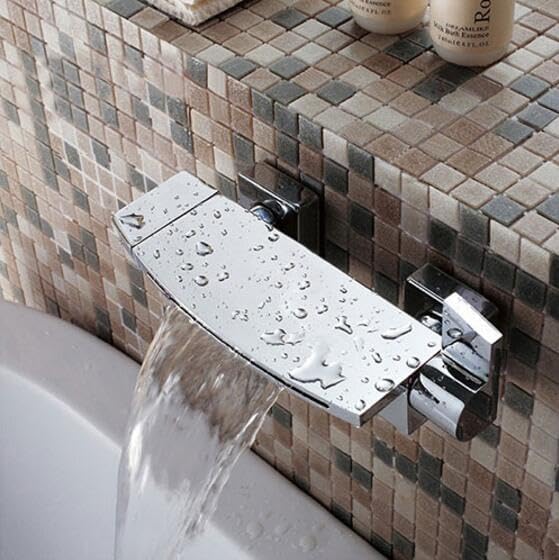 Bathroom Waterfall Bathtub Shower Faucet Hot and Cold Water Black Brass Wall Mounted Mixer Shower Set Tap Shower Crane Torneiras(Style 1)