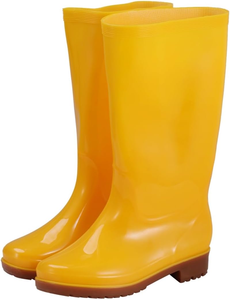 Women'S Fashionable Rain Boots, Lightweight Yellow Mid-Calf Waterproof Footwear For Gardening And Outdoor Activities