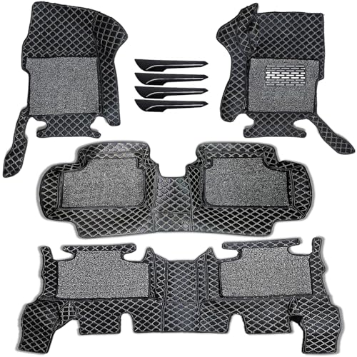 Image of 7D Mat for Mahindra Scorpio Car Floor Mat with Free Bumper Protector, Year: 2014-2022, 100% Company Assured, Faux Leather, Washable, Grass Mat Attached