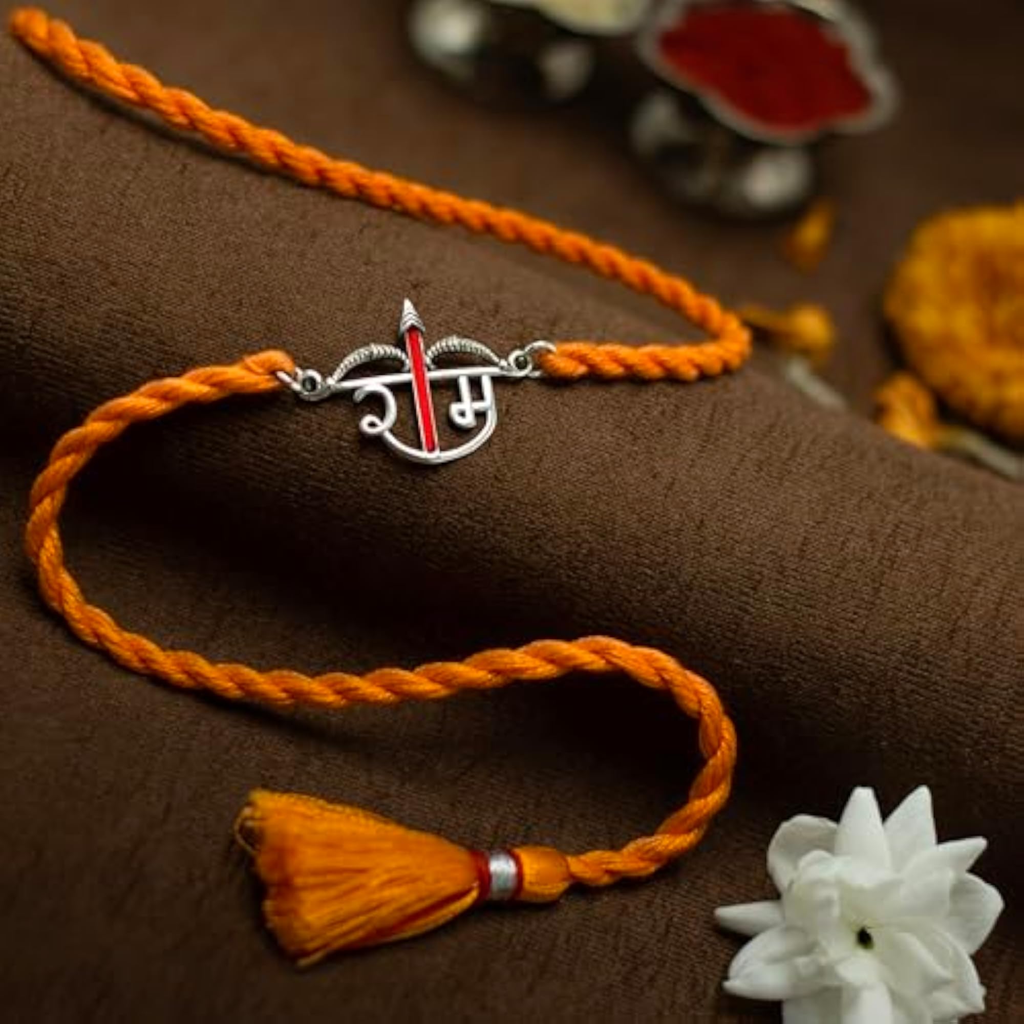 925 Sterling Silver Rakhi Combo Set with Roli Chawal