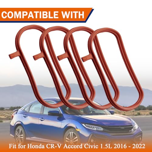 Image of 4PCS Engine Intake Manifold Gasket Fit for Honda CR-V Accord Civic 1.5L 2016 2017 2018 2019 2020 2021 2022 Rubber Material Replace for 17105-5AA-004 171055AA004