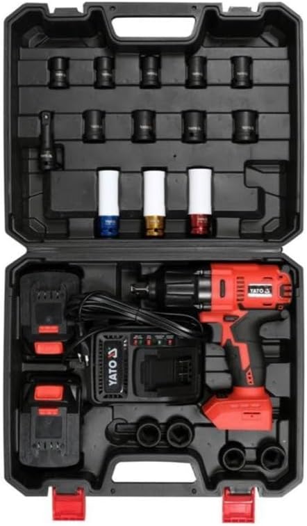 Close-up of YATO YT-82807 Cordless Impact Wrench showing the head, trigger, and LED light