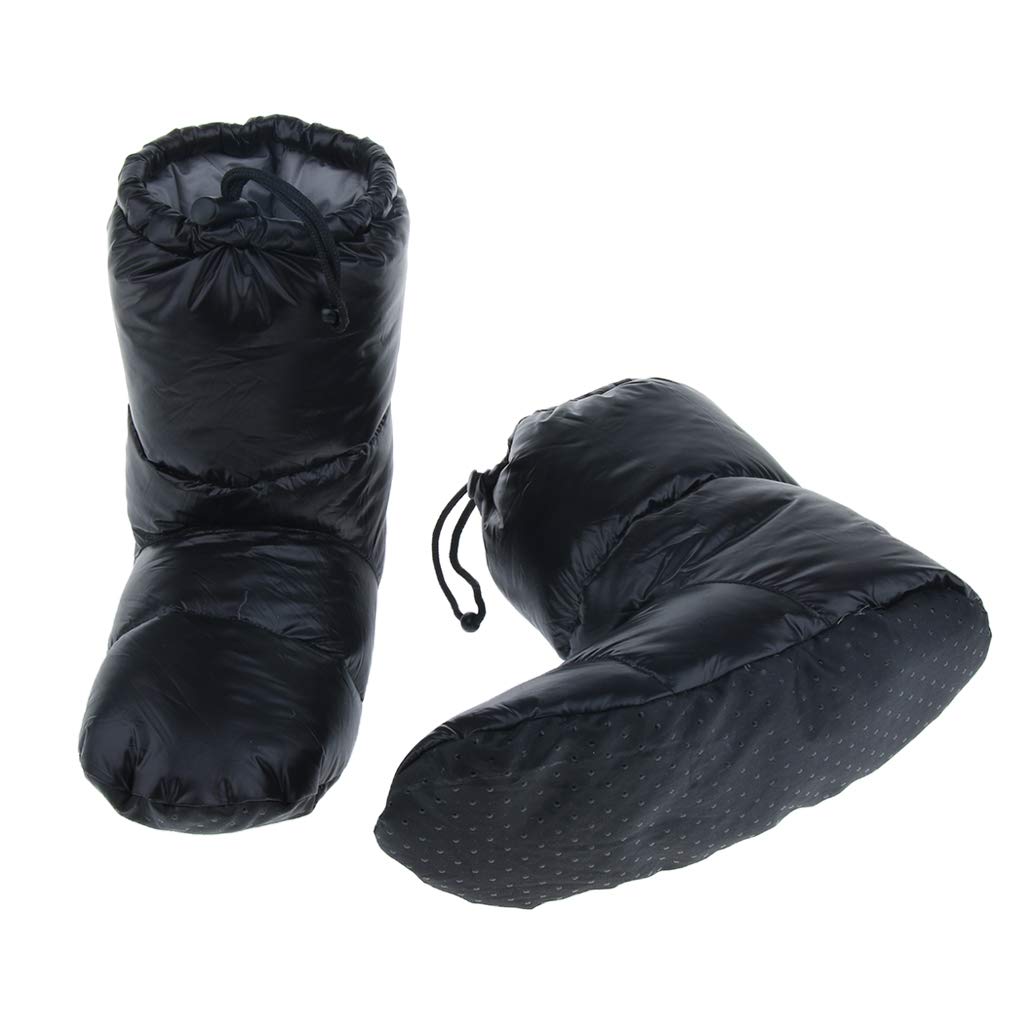 Weiße Gänsedaunen Hausschuhe Winter Warm Camping Zelt Fuß Booties Schwarz M