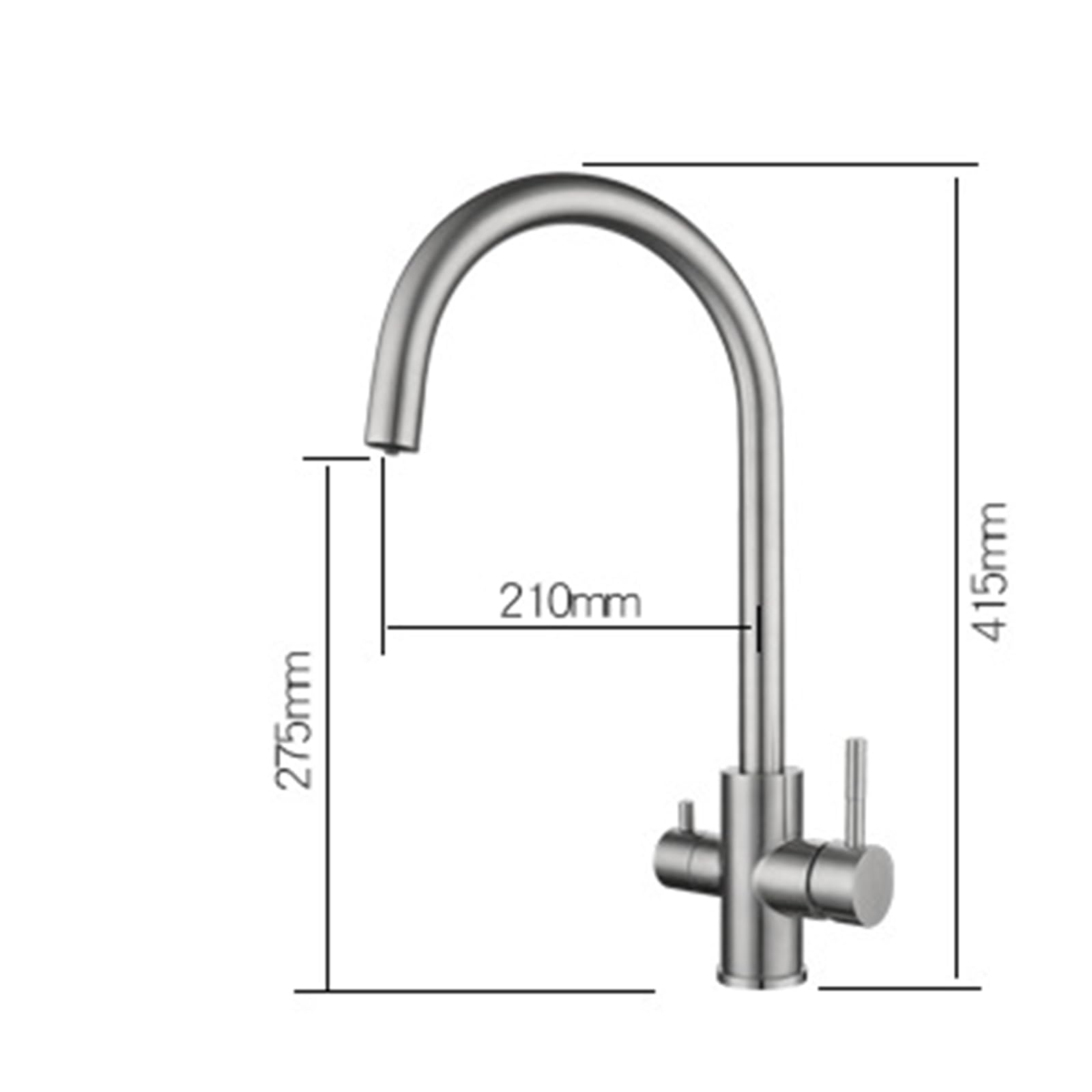 Grifo de Cocina Osmosis 3 Vias Acero Inoxidable Cepillado 3 en 1 Grifo Giratorio 2 Asas Grifo 3 Vias Osmosis-Cepillado