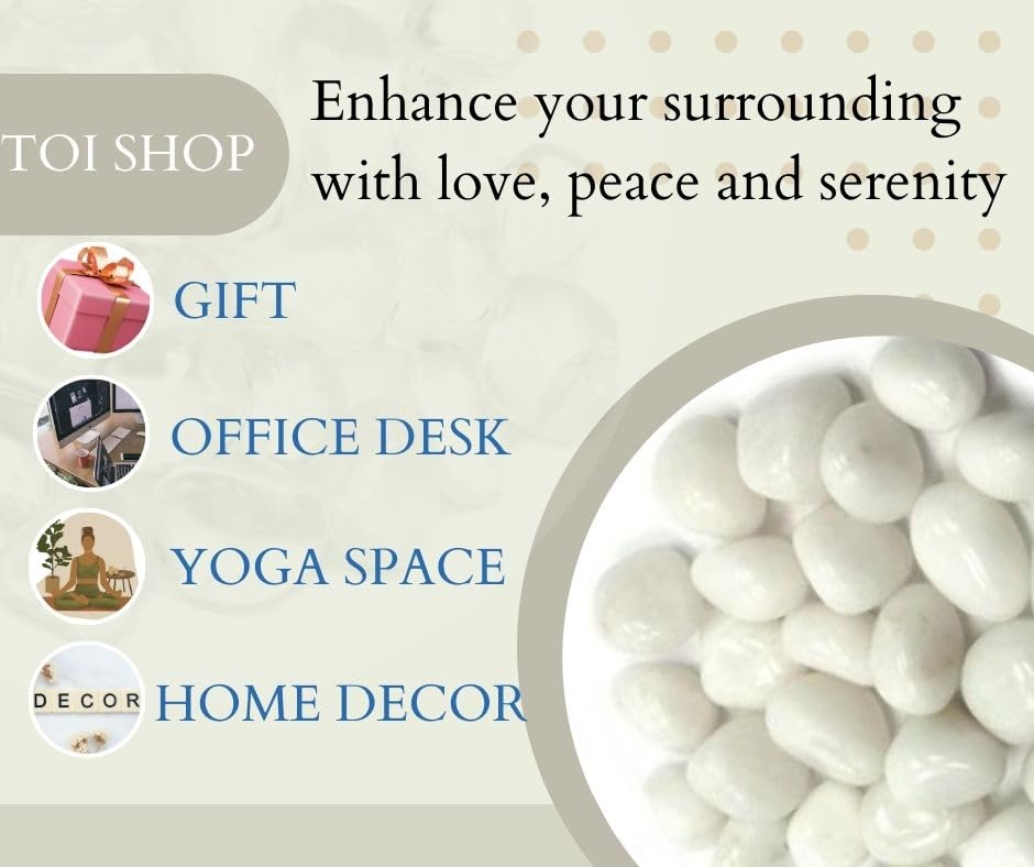 Image of White Agate Tumble /Pebbles Stone. for Reiki, Crystal, Vastu, Fang Shui Aura, Home Decor, Office Decor, Gifting, Good Luck, showpiece etc. (White, 400 gm)