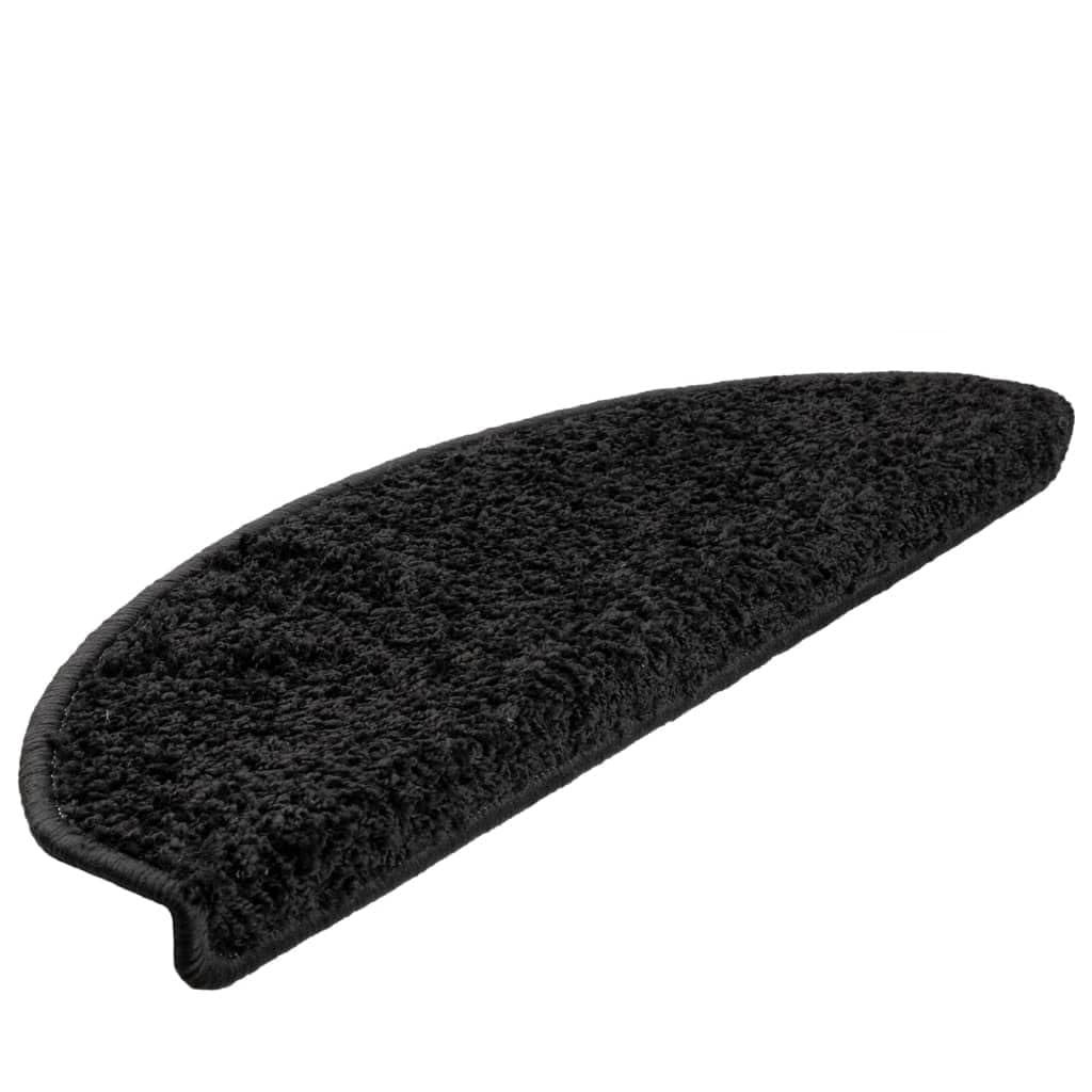 Tapis d'escalier pour intérieur sécurisé - Lot de 15 marches noires en demi-cercle