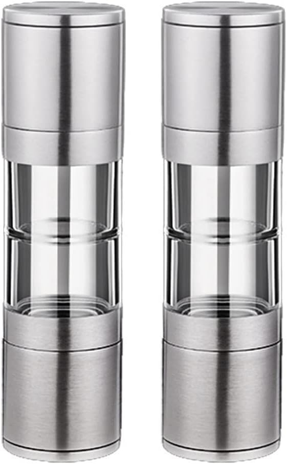 JSEIAJB Stainless Steel Pepper Grinder 2 in 1 Manual Salt And Pepper Mill Adjustable Thickness Ceramic Core Spice Grinder