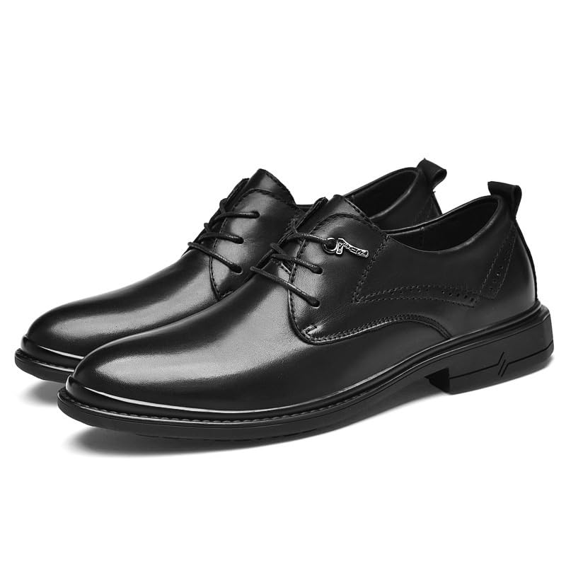 Mens Formal Oxford Shoes Spanish Leather Lace Up Round Toe Anti-Slip Non Slip Rubber Sole Block Heel Low Top Office Business Wedding2
