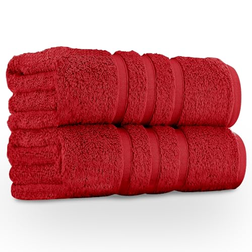 GC GAVENO CAVAILIA 100% Egyptian Cotton Pack of 2 Bath Sheet Extra Large Soft and Highly Absorbent Towel Set (90 x 140 cm), Hotel Quality Anti-Allergic Bath Towels - 550 GSM - Red