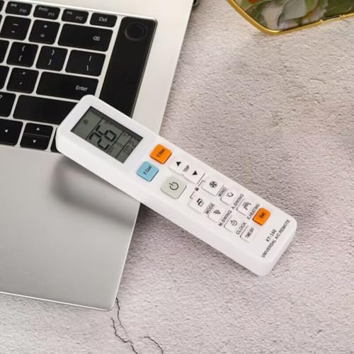 Mando a distancia multiuso para aire acondicionado versión inglesa con diseño ergonómico, comunicación infrarroja y RF, y retención de código estable después de apagar (KT-16E)