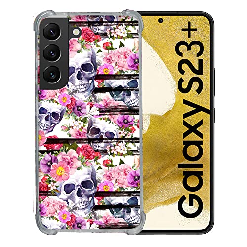 Coque Samsung Galaxy S23 Plus en verre trempé renforcé à motif tête de mort Cokitec