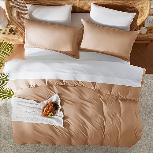 image for Nestl Mocha Brown California King Duvet Cover Sets - Soft Double Brush